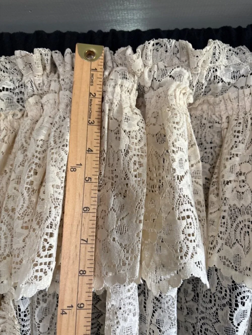 Cream Lace Curtain Panels Ruffles 66